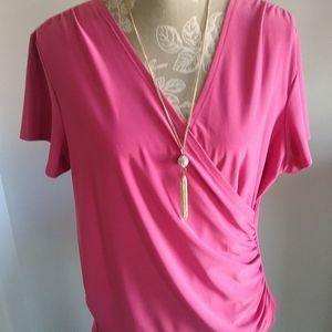 Crossover Blouse in Pink
